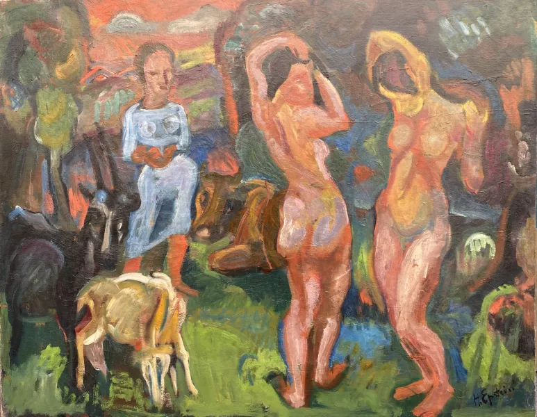 Les baigneuses et le troupeau 