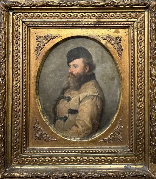 Portrait d'homme russe au vêtement de fourrure 