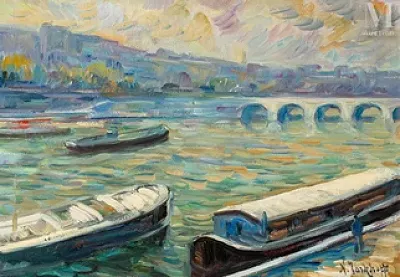 Nicolas TARKHOFF (Moscou 1871 - Orsay 1930) — Crépuscule sur la Seine