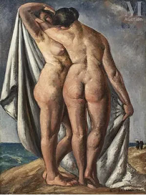Georges Hanna SABBAGH (Égypte, 1887 - 1951) — Deux femmes nues/ Un bon coup en cuisine