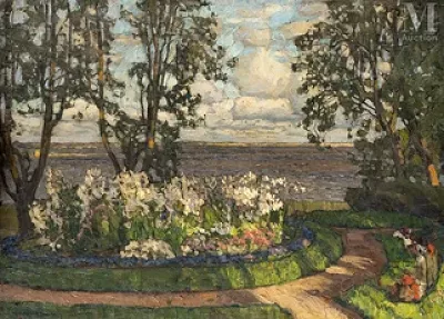 Stanislaw ZUKOWSKI (Endrikhovitchi 1873-Prouchkova 1944) — Jardin au bord de l'eau