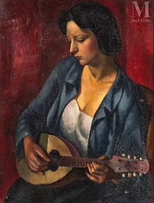 Maurice MENDJIZKY (Lodz 1890 - Saint-Paul-de-Vence 1951) — Kiki de Montparnasse à la guitare