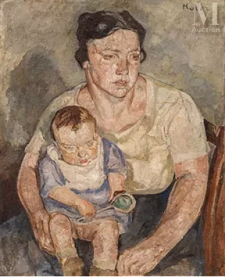 Mela MUTER (Varsovie 1886 - Paris 1967) — Portrait d'une mère et de son enfant