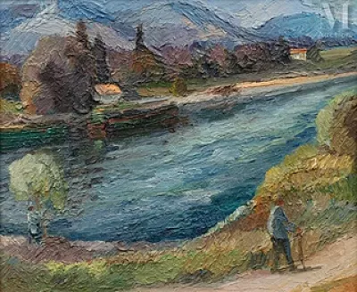 Mela MUTER (Varsovie 1886 - Paris 1967) — Promeneurs au bord du Rhône