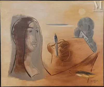 Léopold SURVAGE (Moscou 1879 - Paris 1968) — Femme au poisson, Tossa, Espagne