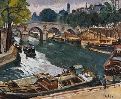Mela MUTER (Varsovie 1876 - Paris 1967) — Péniches en bord de Seine