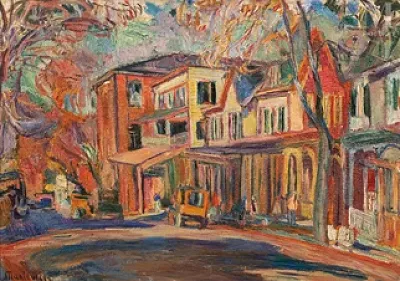Abraham MANIEVICH (Mstsislaw 1881 - New- York 1942) — La rue aux maisons rouges, U.S.A
