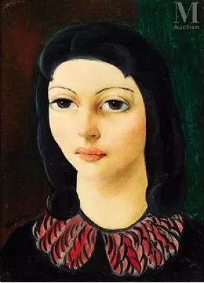 Moise KISLING (Cracovie 1891 - Sanary sur Mer 1953) — Portrait d’une femme brune
