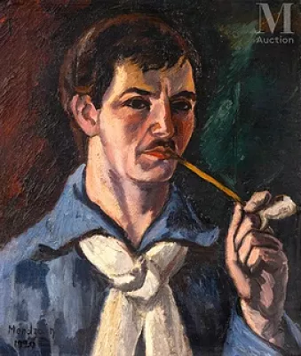 Simon MONDZAIN (Chelm 1888 - Paris 1979) — Autoportrait à la pipe