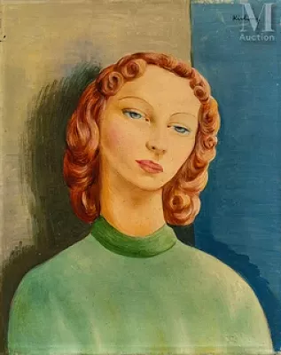 Moïse KISLING (Cracovie 1891 - Sanary sur Mer 1953) — Jeune femme rousse