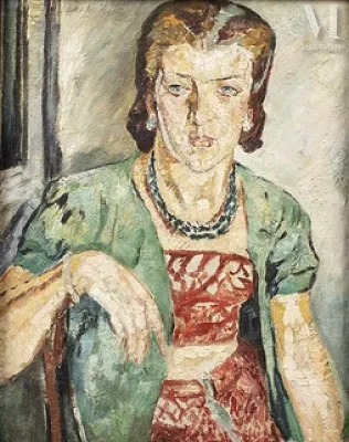 Mela MUTER (Varsovie 1876 - Paris 1967) — Portrait de femme au collier /Portrait de jeune fille