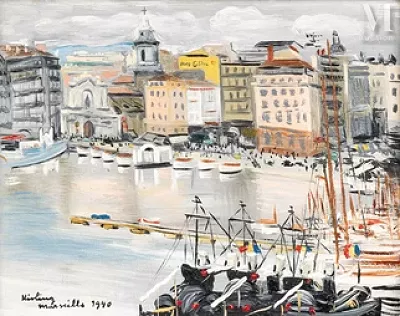 Moïse KISLING (Cracovie 1891 - Sanary sur Mer 1953) — Le port de Marseille