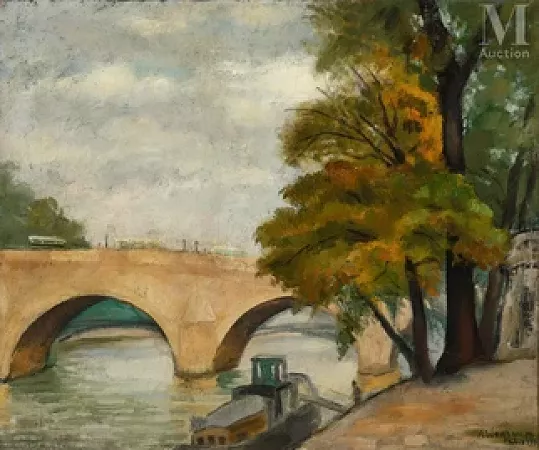 Péniche et Pont Neuf sur l’île de la Cité, Paris