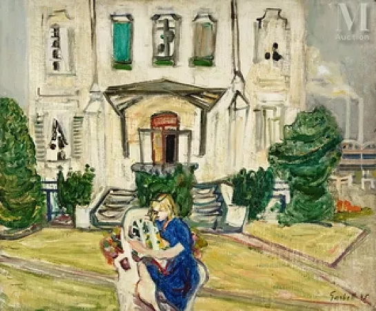Jeune fille dans le jardin de la propriété