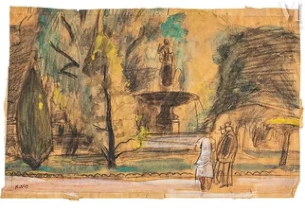 Conversation près de la fontaine