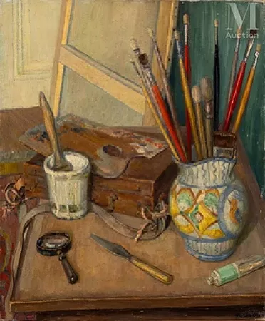 Nature morte à la palette et aux pinceaux