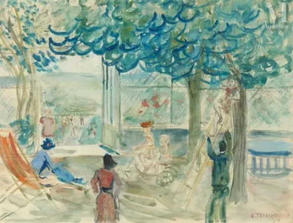Familles dans le jardin de Jacques Guenne près de Nantes
