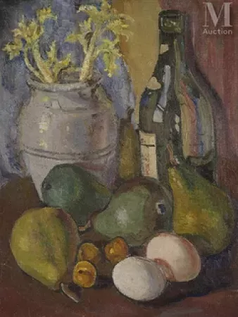 Nature morte aux fruits et à la bouteille