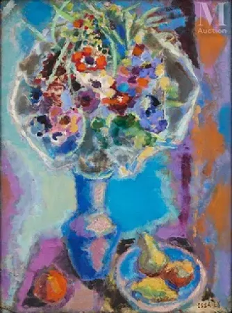 Nature morte aux fleurs et poires