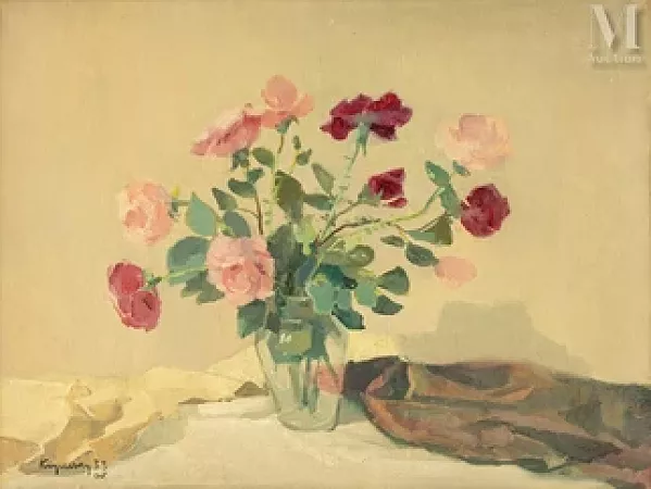 Bouquet de roses au drapé