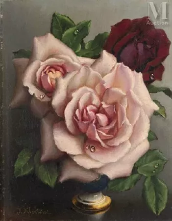 Roses dans un vase de porcelaine