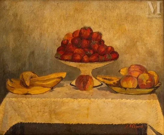 Nature morte aux bananes et aux coupes de fruit (Still life with bananas and bowl)