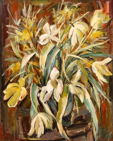 Bouquet de tulipes et mimosas