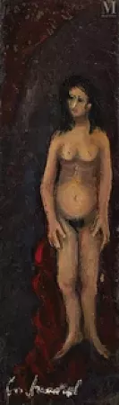 Eve au drapé rouge