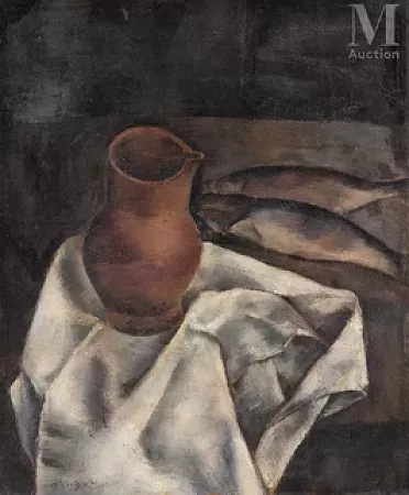 Nature morte à la cruche et aux poissons