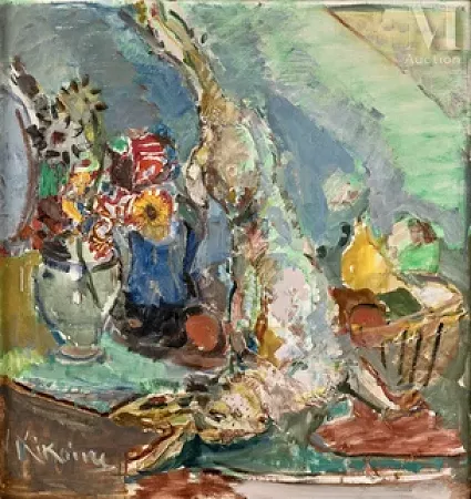 Nature morte au lièvre et à la corbeille de fruits