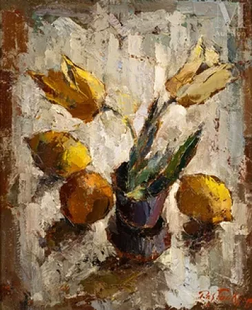 Nature morte aux tulipes et citrons
