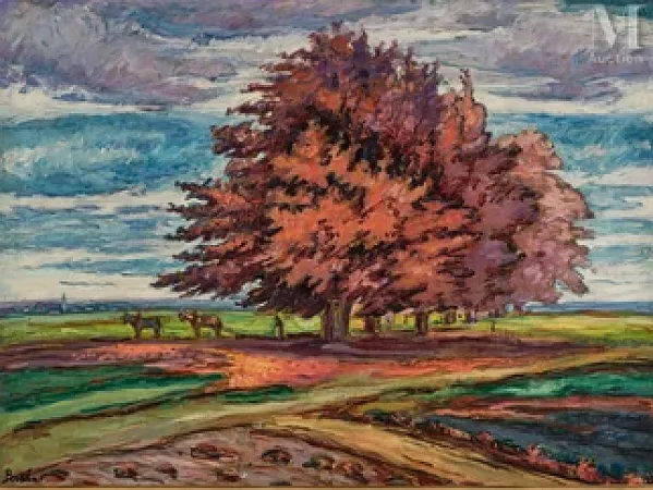Le laboureur près des grands arbres