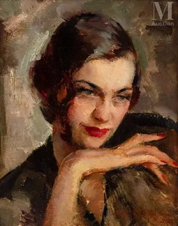 Portrait de femme reposant le menton sur sa main