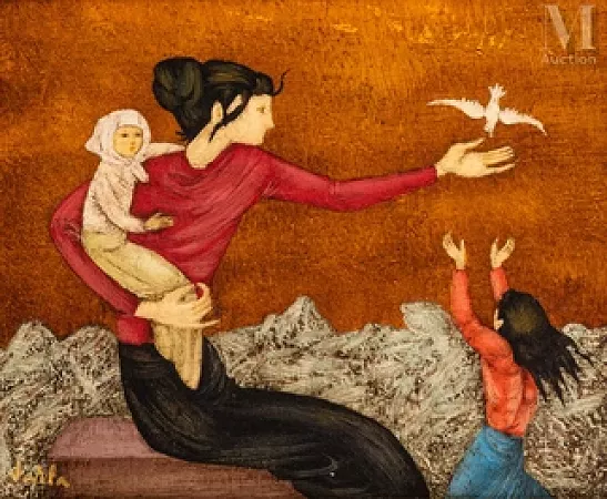La famille et l’oiseau