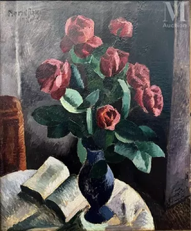 Nature morte aux roses et au livre