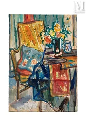 Intérieur à la chaise et au bouquet