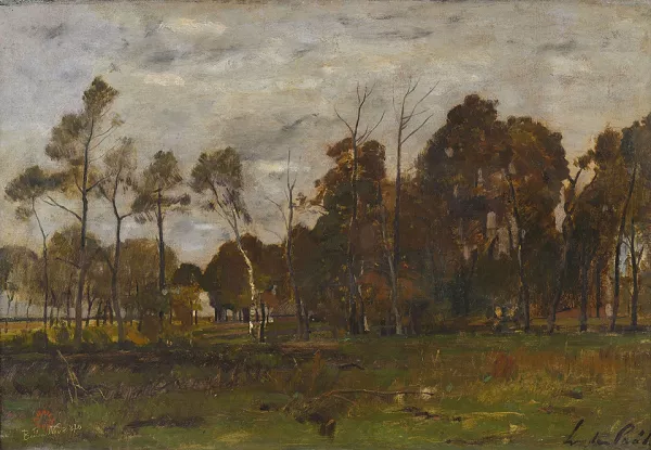 Paysage aux arbres et à la maison, Beilen