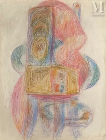 Fauteuil aux tonalités bleues et roses