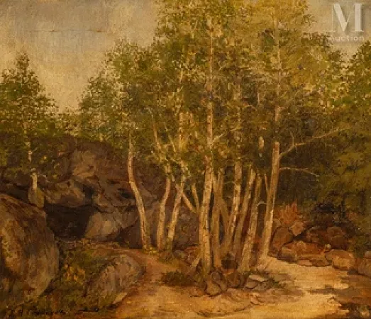 Arbres dans la forêt de Barbizon (White tree trunks)