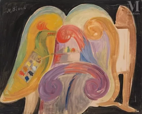 Palette dans l'atelier de l'artiste