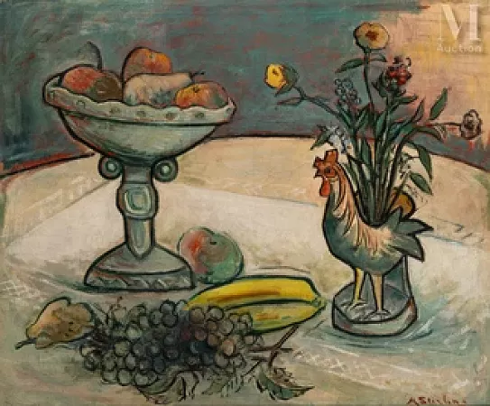 Composition au vase et au compotier