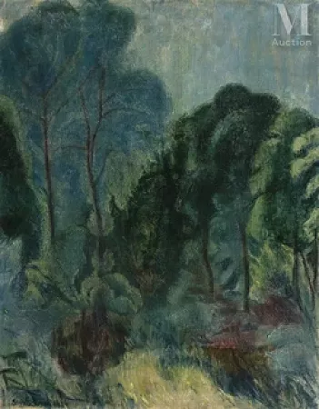 Paysage aux grands arbres