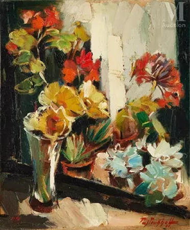 Bouquet et pots de fleurs