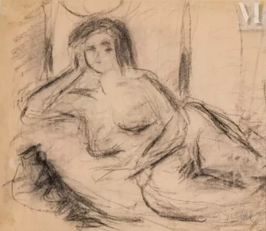 Modèle nu au sofa