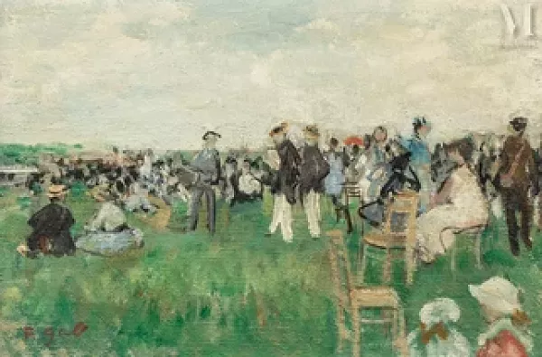 Champ de course animé, à Gramat en Quercy, Circa 1949-51