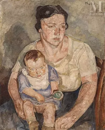 Mela MUTER (Varsovie 1886 - Paris 1967) — Portrait d'une mère et de son enfant