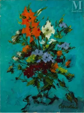Bouquet de fleurs sur fond vert
