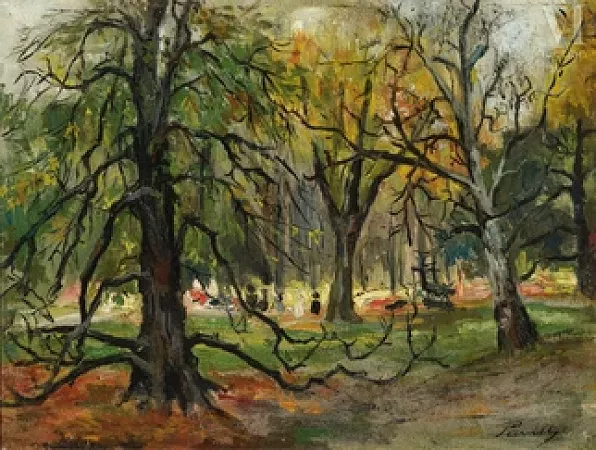 Personnages dans un parc