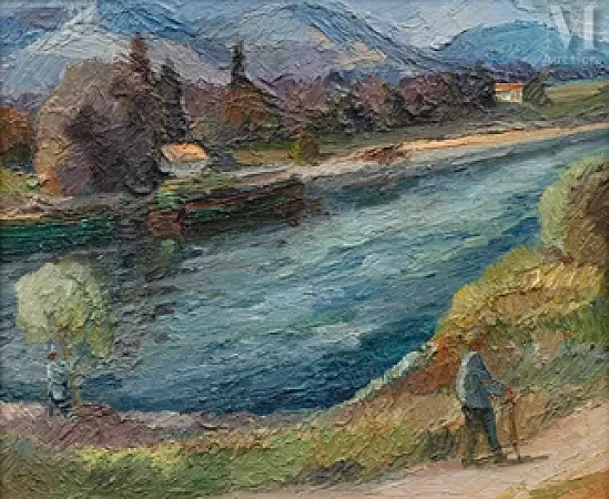 Promeneurs au bord du Rhône