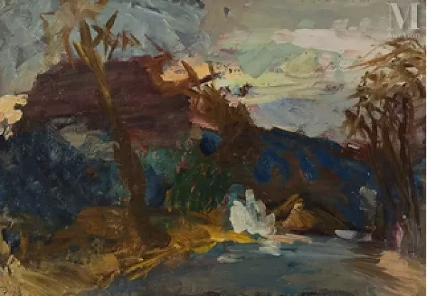 Paysage à l’allée bleue